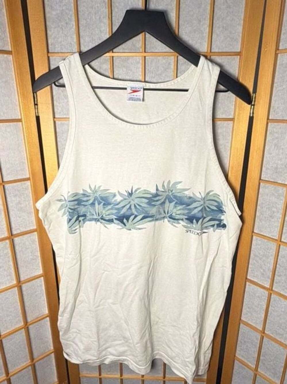 Speedo Tank Top Size M-M White Tropical Palm Print Beach